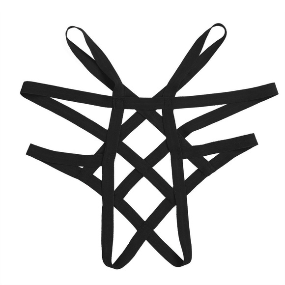 Black Sexy Strappy & Stretchy Body Harness Panty - Picture 5 of 7